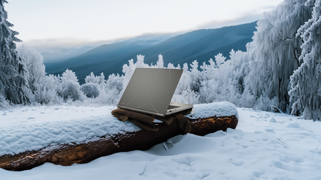 Zenbook S 13 OLED in a snow moutain