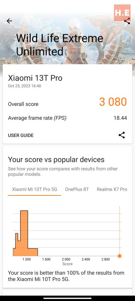 Xiaomi 13T Review benchmark 3DMark Wild Life