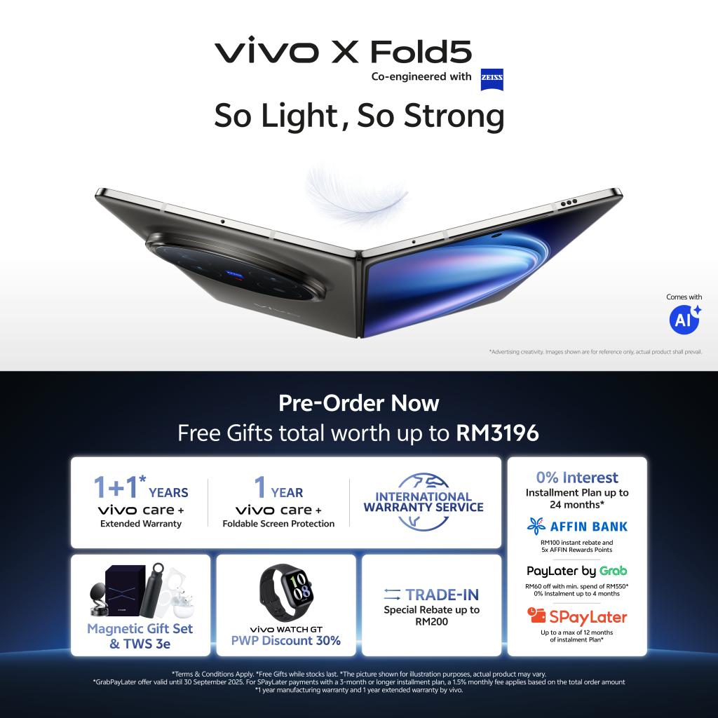 vivo X Fold5 Debuts in Malaysia: Ultra-Light Foldable Redefines Productivity with Brighter Displays, ZEISS Camera, and AI 11 image of vivo X Fold5 Debuts in Malaysia: Ultra-Light Foldable Redefines Productivity with Brighter Displays, ZEISS Camera, and AI - HelloExpress - 11
