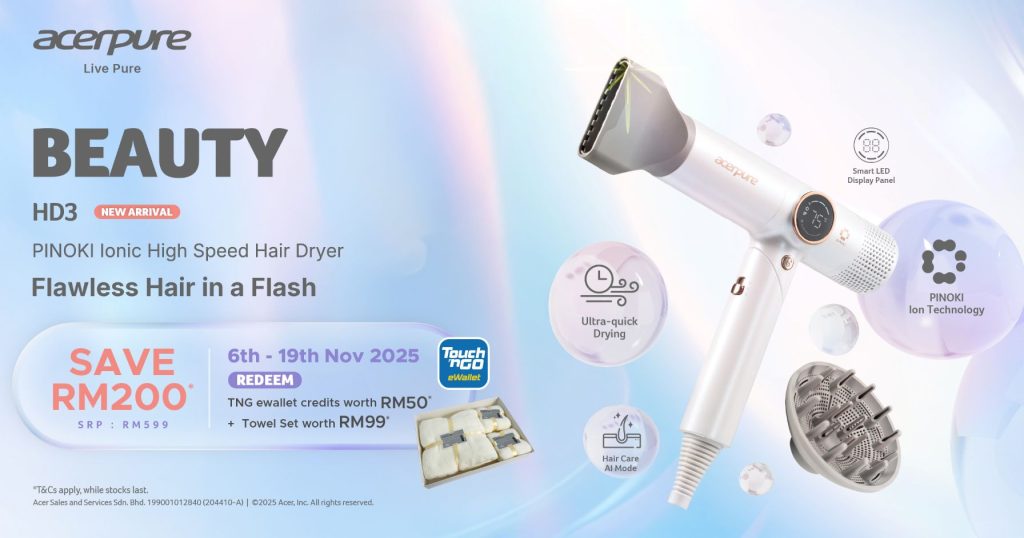 Acerpure BEAUTY HD3 Launches in Malaysia: Elevating Hair Care with 110,000 RPM Speed and PINOKI Ionic Technology 💨✨ 9 image of Acerpure BEAUTY HD3 Launches in Malaysia: Elevating Hair Care with 110,000 RPM Speed and PINOKI Ionic Technology 💨✨ - HelloExpress - 9