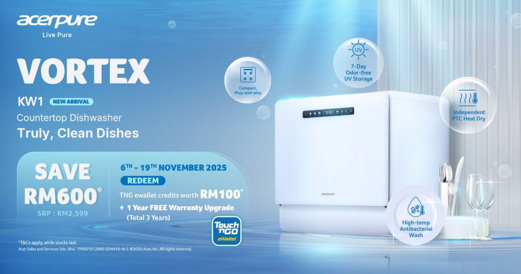 Acerpure VORTEX KW1 Countertop Dishwasher Debuts in Malaysia: Compact Powerhouse for Water Efficiency 💧🍽️ 10 image of Acerpure VORTEX KW1 Countertop Dishwasher Debuts in Malaysia: Compact Powerhouse for Water Efficiency 💧🍽️ - HelloExpress - 10