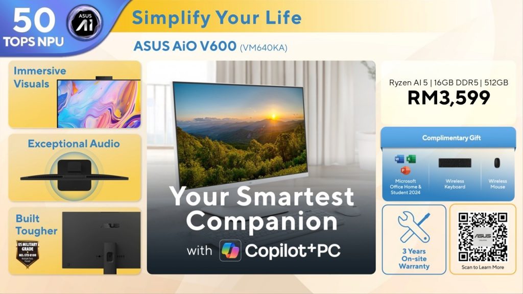 ASUS Malaysia Debuts V600 AiO: The First AMD-Powered Copilot+ All-in-One PC 7 image of ASUS Malaysia Debuts V600 AiO: The First AMD-Powered Copilot+ All-in-One PC - HelloExpress - 7