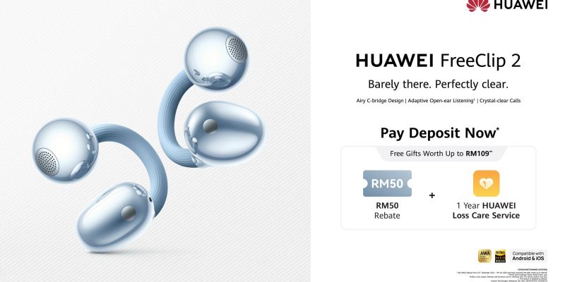 image of HUAWEI FreeClip 2 Malaysia: Redefining Open-Ear Audio with Airy C-Bridge Sophistication - HelloExpress - 1