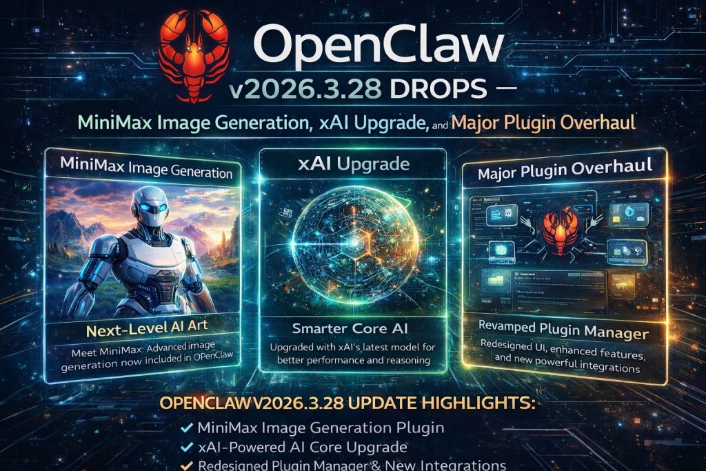OpenClaw v2026.3.28 Drops — MiniMax Image Generation, xAI Upgrade, and Major Plugin Overhaul 2 image of OpenClaw v2026.3.28 Drops — MiniMax Image Generation, xAI Upgrade, and Major Plugin Overhaul - HelloExpress - 2