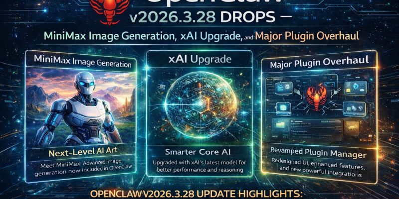 OpenClaw v2026.3.28 Drops — MiniMax Image Generation, xAI Upgrade, and Major Plugin Overhaul 1 image of OpenClaw v2026.3.28 Drops — MiniMax Image Generation, xAI Upgrade, and Major Plugin Overhaul - HelloExpress - 1