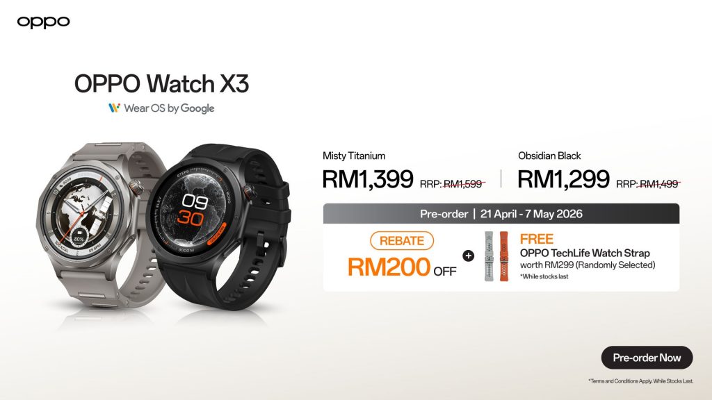 image of OPPO Watch X3 Launches in Malaysia — Titanium Design, 5-Day Battery, Wear OS 6 - HelloExpress - 3