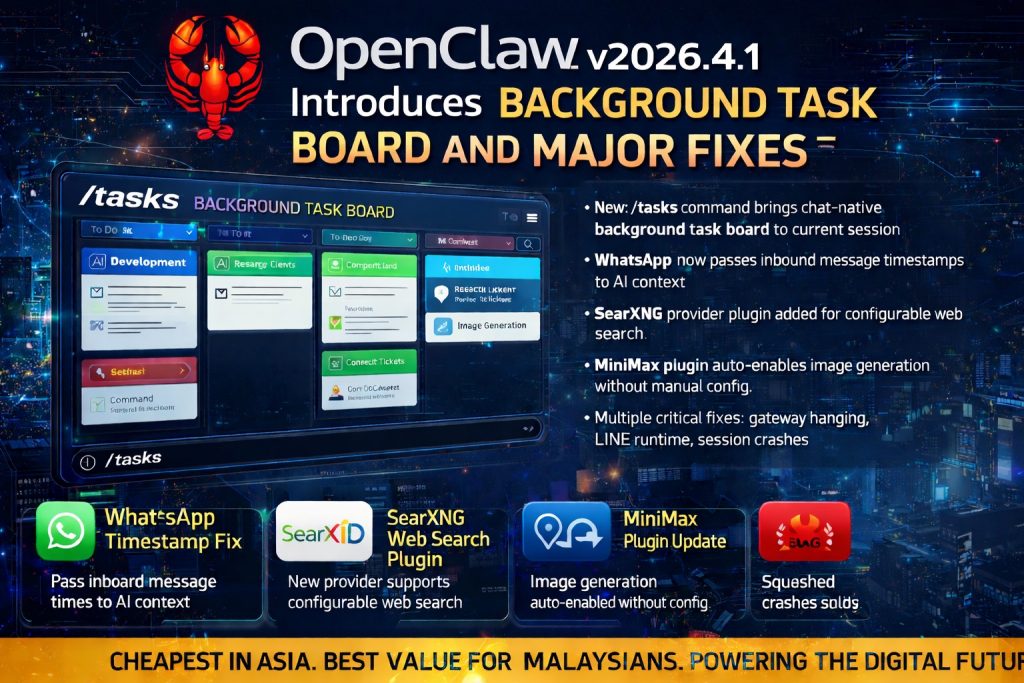 image of OpenClaw v2026.4.1 Introduces Background Task Board and Major Fixes - HelloExpress - 2