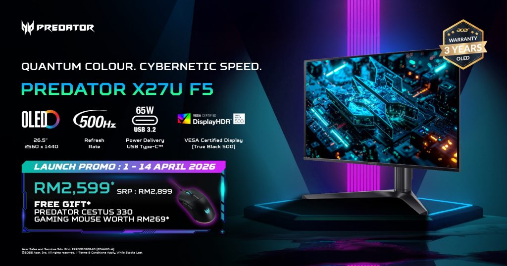 image of Acer Launches 500Hz Gaming Monitors in Malaysia — OLED Meets Esports Speed - HelloExpress - 3