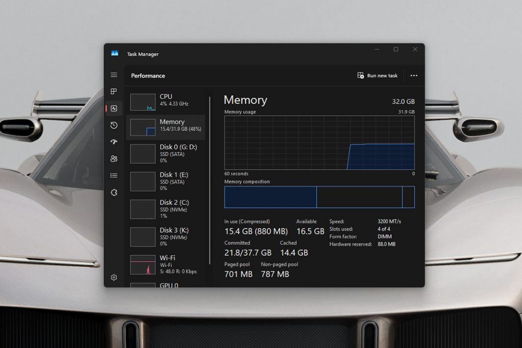 Windows 11 RAM usage