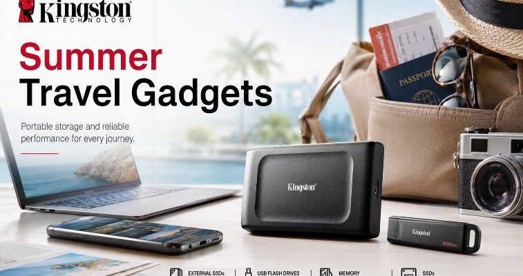 Kingston summer travel gadgets hero - external SSDs, USB drives, memory cards for travelers