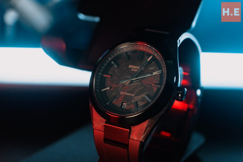 Casio Edifice EFK-100XPB Quick Review — forging its mark in history 11 Casio Edifice EFK-100XPB looking great on a stand.