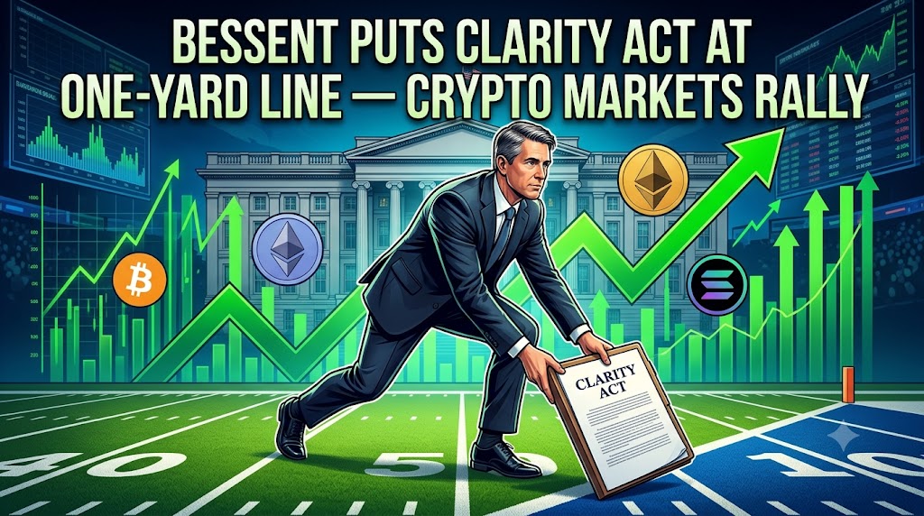 US Treasury Secretary Bessent Puts CLARITY Act At One-Yard Line — Crypto Markets Rally 2 image of US Treasury Secretary Bessent Puts CLARITY Act At One-Yard Line — Crypto Markets Rally - HelloExpress - 2
