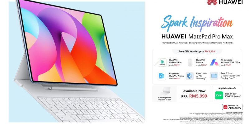 Huawei MatePad Pro Max Now Available in Malaysia From RM5,999 With Up to RM3,154 in Free Gifts 1 image of Huawei MatePad Pro Max Now Available in Malaysia From RM5,999 With Up to RM3,154 in Free Gifts - HelloExpress - 1