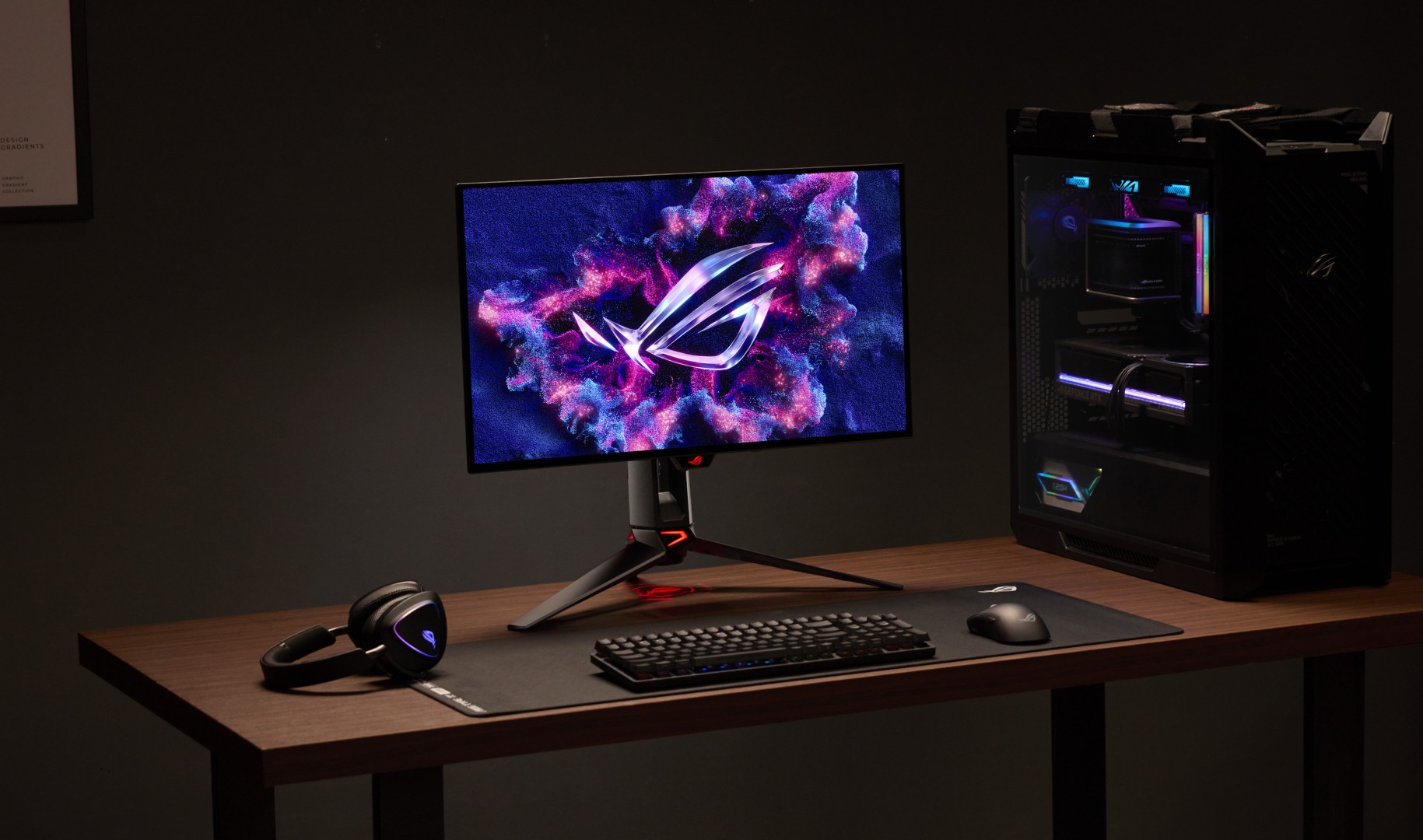 ASUS ROG Brings Tandem RGB OLED Gaming Monitors to Malaysia This October 6 ROG Swift OLED PG32UCWM shown from front and back in clean white environment