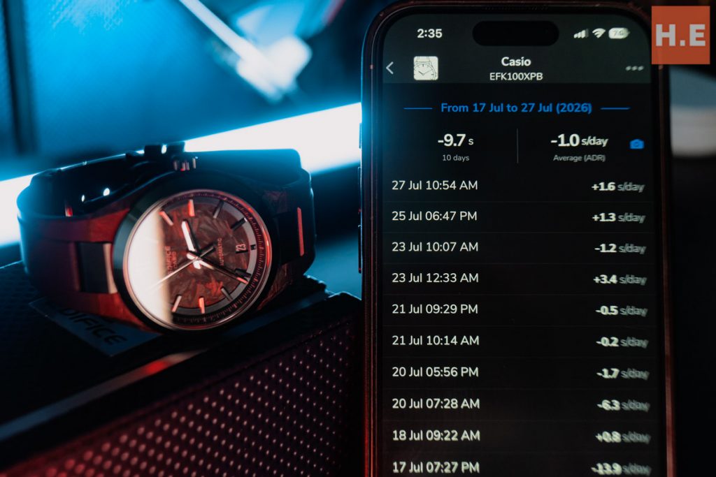 Casio Edifice EFK-100XPB Quick Review — forging its mark in history 7 This specific sample of the Casio Edifice EFK-100XPB is surprisingly accurate