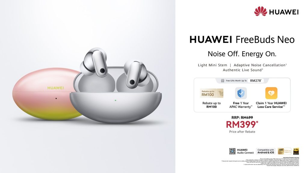 HUAWEI FreeBuds Neo Lands in Malaysia at RM399 With Adaptive ANC, 48 kHz Lossless Audio, and Three Colour Choices 5 image of HUAWEI FreeBuds Neo Lands in Malaysia at RM399 With Adaptive ANC, 48 kHz Lossless Audio, and Three Colour Choices - HelloExpress - 5