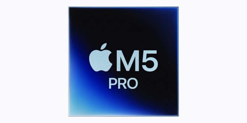 Apple M5 Pro chip close-up showing die