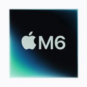 Apple M6 chip close-up showing die