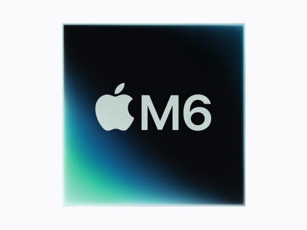 Apple M6 chip close-up showing die