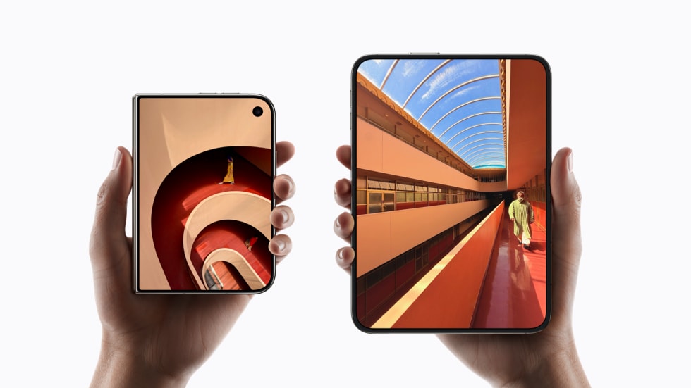 iPhone Duo First Look: Apple's First Foldable iPhone 3 iPhone Duo display sizes. Image: Apple.