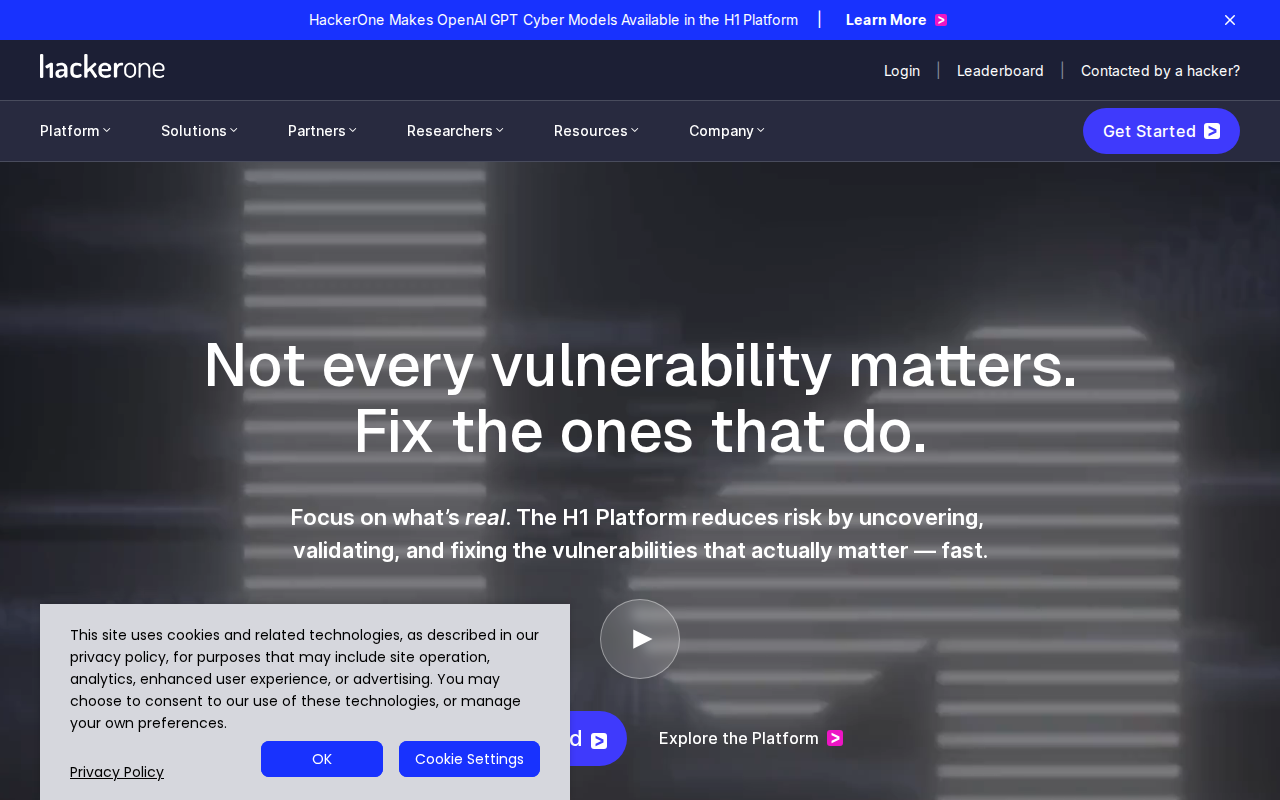 Hackerone home page