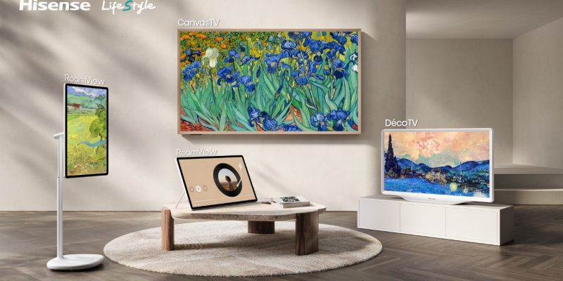 Hisense Malaysia Introduces RoamView, A Portable Lifestyle Display That Moves With You 1 Hisense RoamView portable display alongside CanvasTV wall display, RoamView table stand, and DécoTV cabinet display in a Malaysian living room