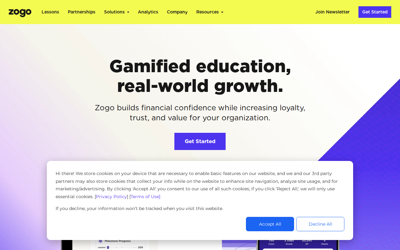 Zogo home page